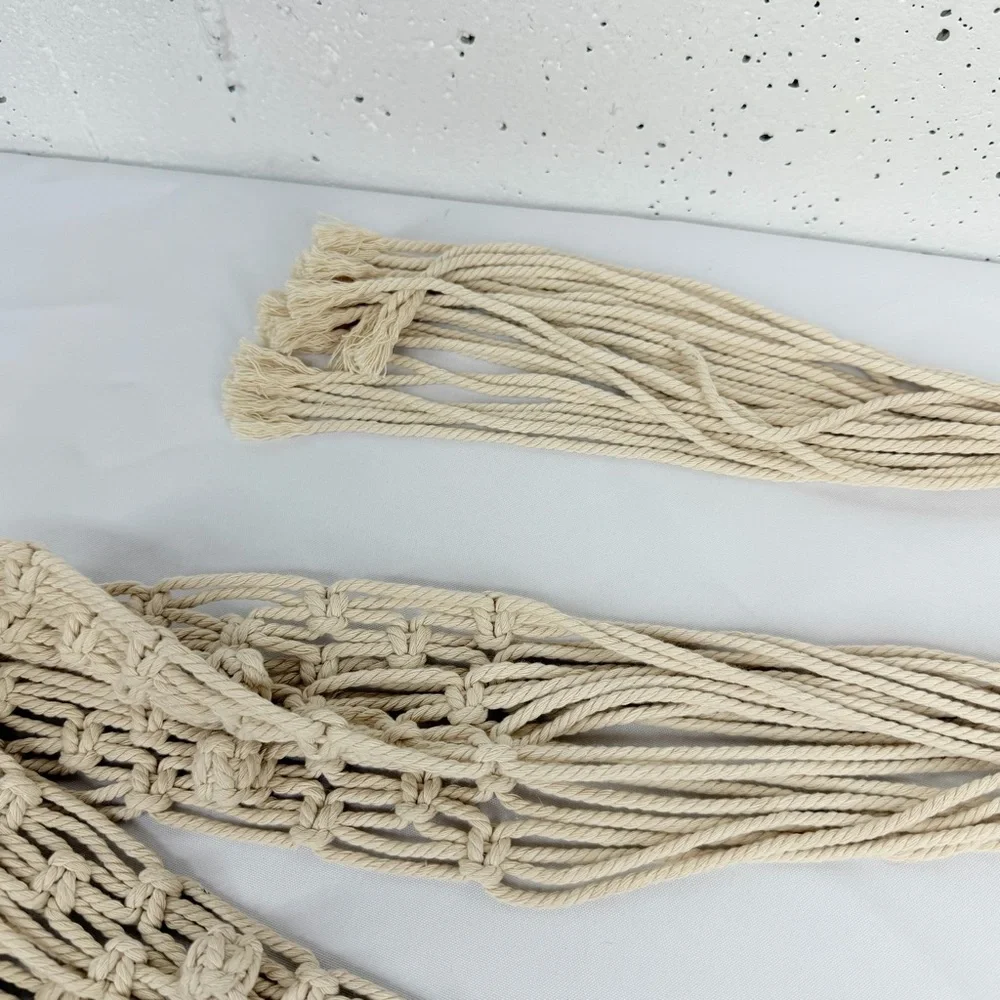 Unbranded Bohemian Off White Macrame Plant Hanger and 10 Inch Basket - Picture 14 of 17